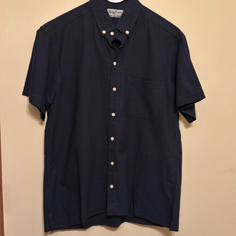 Kenny Flowers Men’s Button Up Linen Navy Shirt